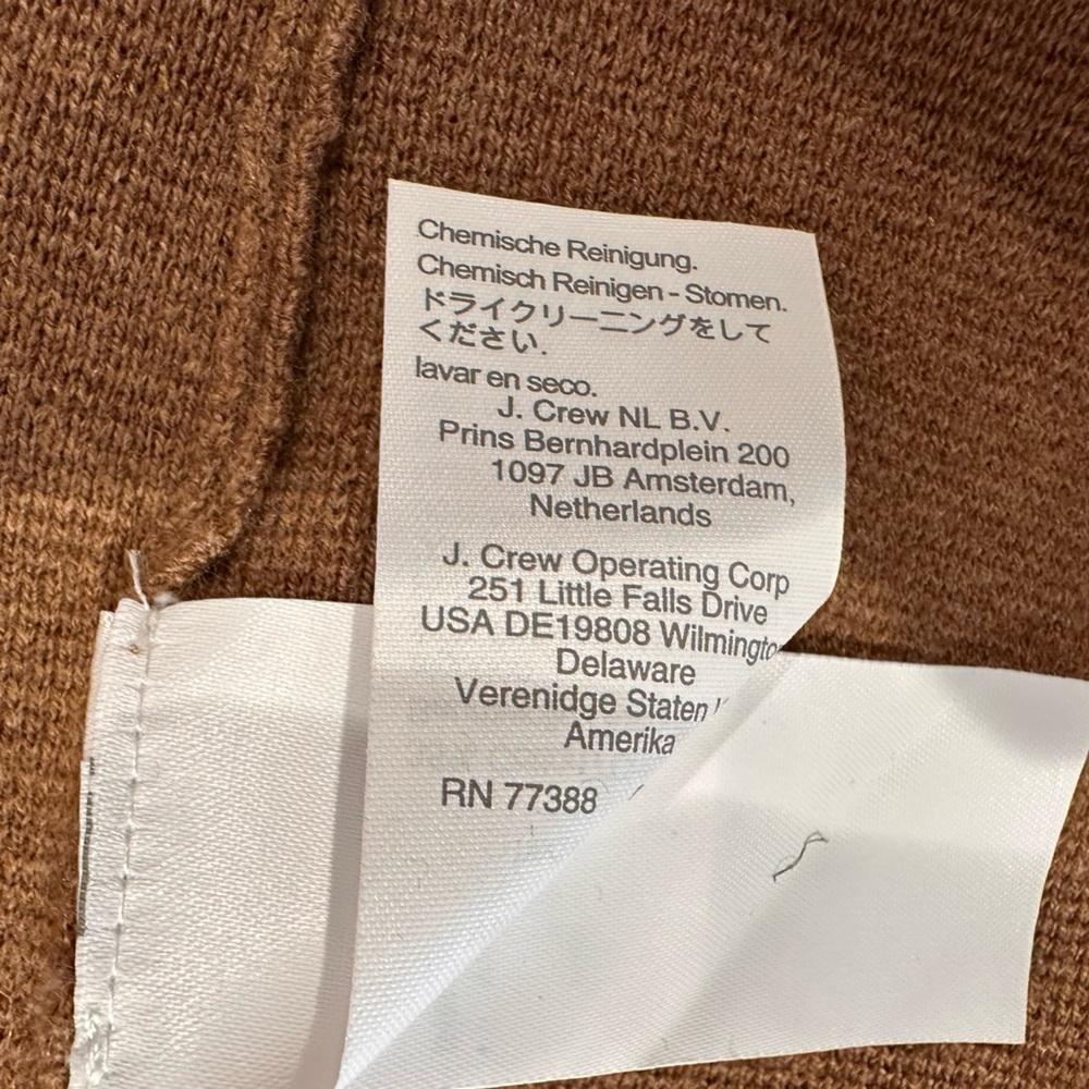 J Crew size XS light brown cardigan style knit sweater /coat.  Front pockets. - Picture 10 of 11